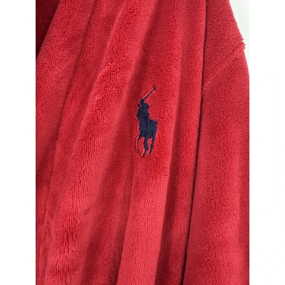 POLO RALPH LAUREN Men's Robe Microfiber Plush Long Sleeve Shawl Collar L/XL $115